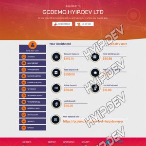goldcoders hyip template no. 024, account page screenshot