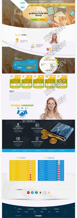 goldcoders hyip template no. 026 home page screenshot