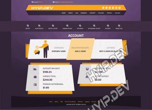 goldcoders hyip template no. 028 , account page screenshot