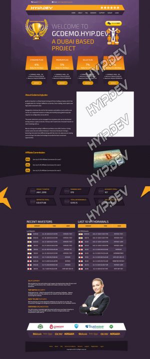 goldcoders hyip template no. 028 , home page screenshot
