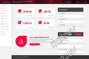 goldcoders hyip template no. 031, account page screenshot