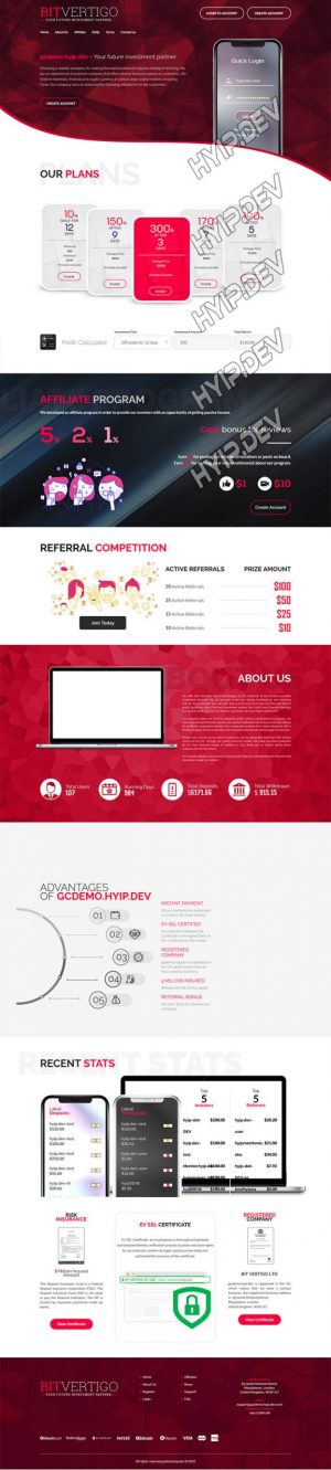 goldcoders hyip template no. 031, home page screenshot