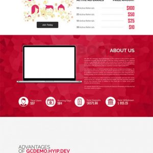 goldcoders hyip template no. 031, home page screenshot