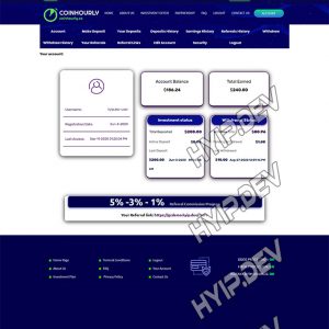 goldcoders hyip template no. 033, account page screenshot