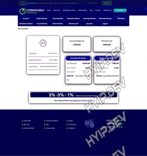 goldcoders hyip template no. 033, account page screenshot