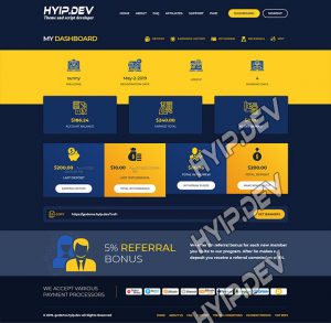 goldcoders hyip template no. 034, account page screenshot