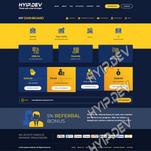 goldcoders hyip template no. 034, account page screenshot