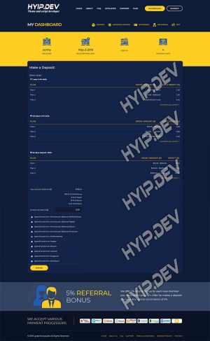 goldcoders hyip template no. 034, deposit page screenshot