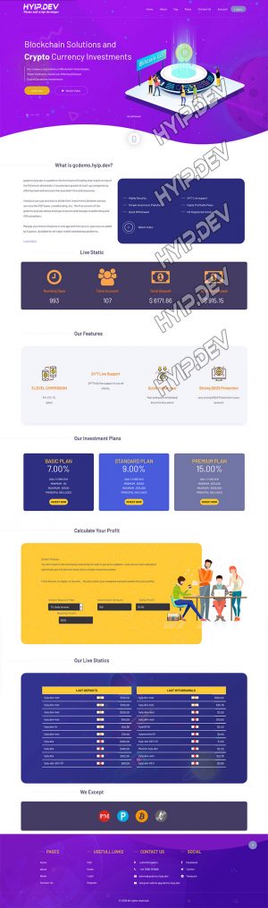goldcoders hyip template no. 035, home page screenshot