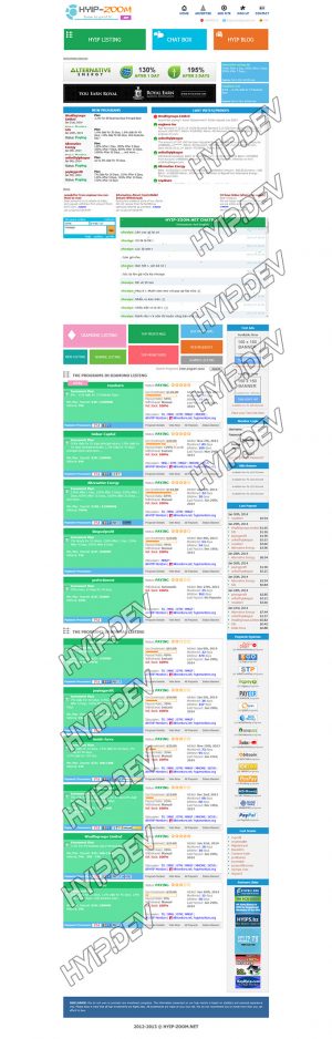 goldcoders hyip lister template no. 002, home page screenshot