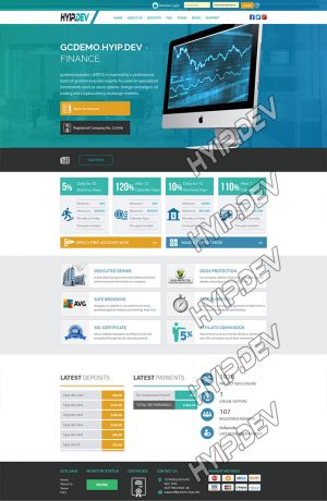 goldcoders hyip template no. 001, home page screenshot