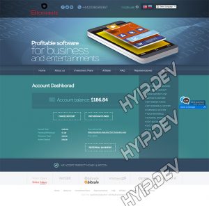 goldcoders hyip template no. 036, account page screenshot
