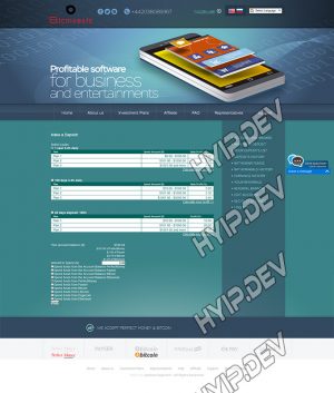 goldcoders hyip template no. 036, deposit page screenshot