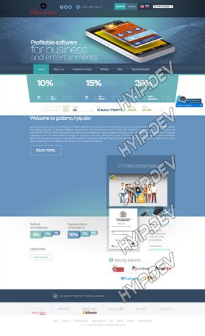 goldcoders hyip template no. 036, home page screenshot