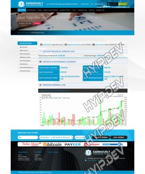 goldcoders hyip template no. 037, account page screenshot