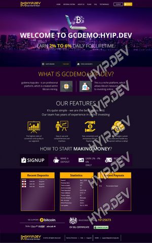 goldcoders hyip template no. 043, home page screenshot