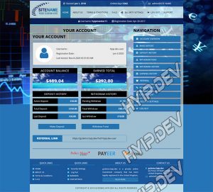 goldcoders hyip template no. 044, account page screenshot