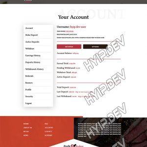 goldcoders hyip template no. 048, account page screenshot