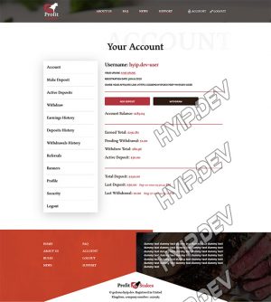 goldcoders hyip template no. 048, account page screenshot