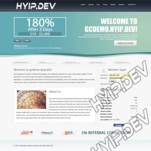 goldcoders hyip template no. 049, home page screenshot