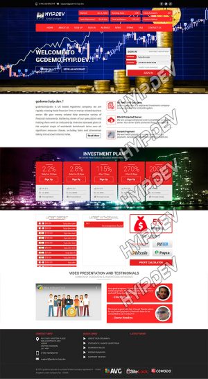 goldcoders hyip template no. 053, home page screenshot