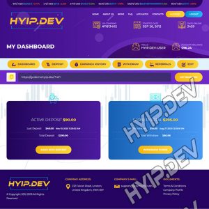 goldcoders hyip template no. 054, account page screenshot