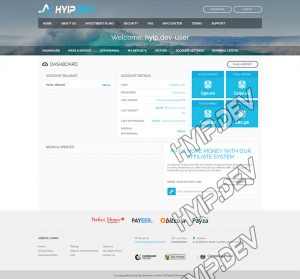 goldcoders hyip template no. 0.55, account page screenshot