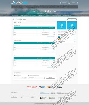 goldcoders hyip template no. 0.55, deposit page screenshot