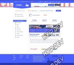 goldcoders hyip template no. 056, account page screenshot