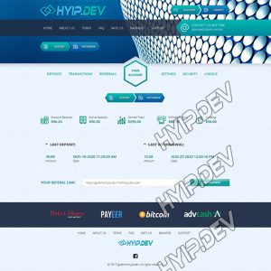 goldcoders hyip template no. 057, account page screenshot