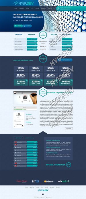 goldcoders hyip template no. 057, home page screenshot