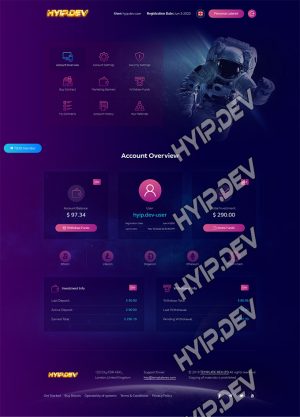goldcoders hyip template no. 059, account page screenshot