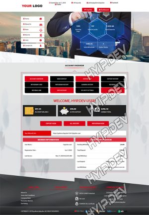 goldcoders hyip template no. 060, account page screenshot