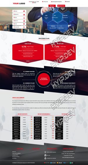 goldcoders hyip template no. 060, home page screenshot