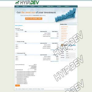 goldcoders hyip template no. 061, deposit page screenshot