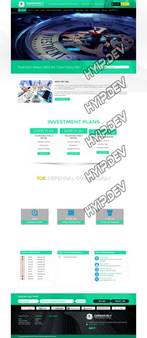 goldcoders hyip template no. 062, home page screenshot