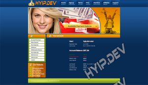 goldcoders hyip template no. 063, account page screenshot