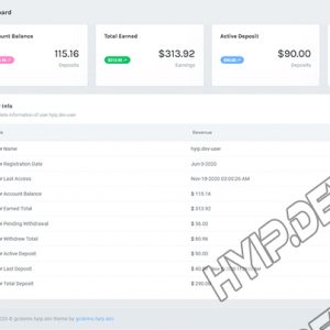 goldcoders hyip template no. 068, account page screenshot