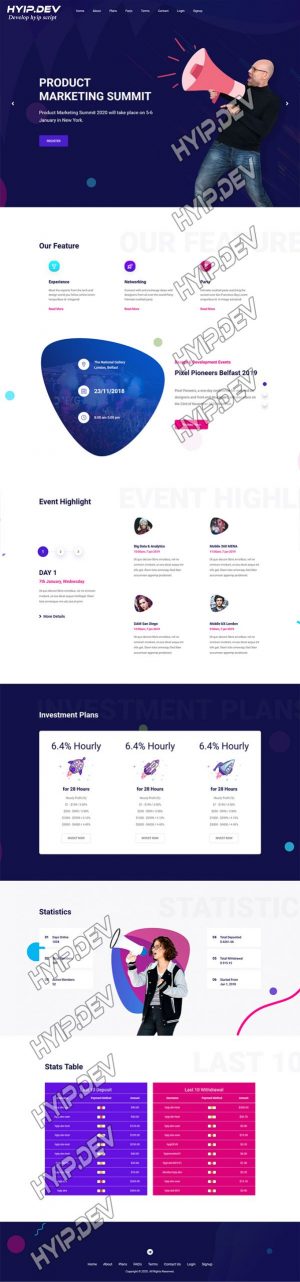 goldcoders hyip template no. 068, home page screenshot