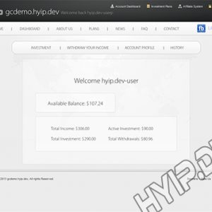 goldcoders hyip template no. 069, account page screenshot