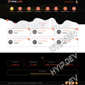 goldcoders hyip template no. 070, account page screenshot