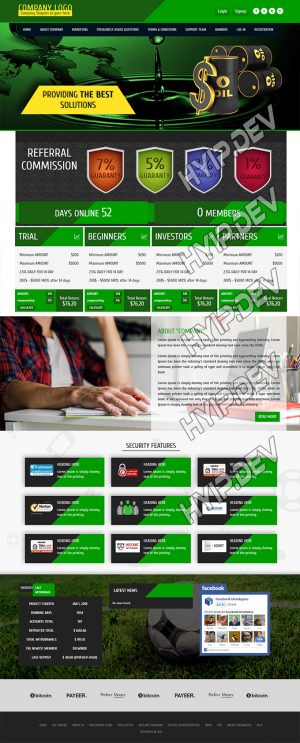goldcoders hyip template no. 072, home page screenshot