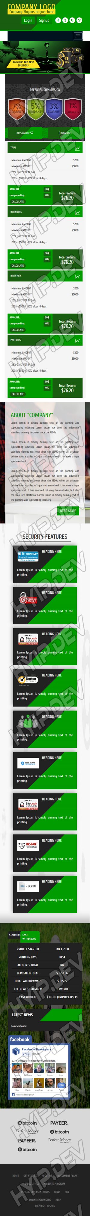 goldcoders hyip template no. 072, responsive page screenshot