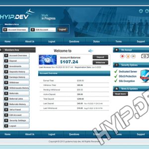 goldcoders hyip template no. 075, account page screenshot