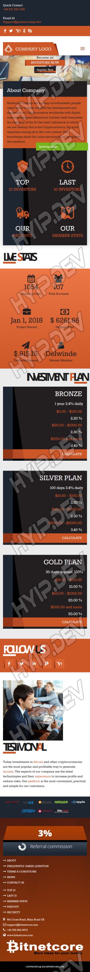 goldcoders hyip template no. 076, responsive page screenshot