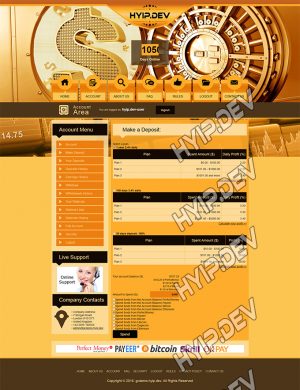 goldcoders hyip template no. 077, deposit page screenshot