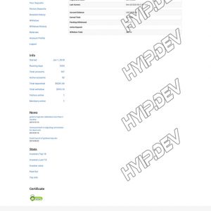 goldcoders hyip template no. 078, account page screenshot