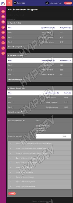 goldcoders hyip template no. 080, mobile page screenshot