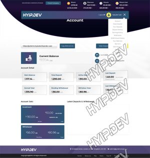 goldcoders hyip template no. 082, account page screenshot