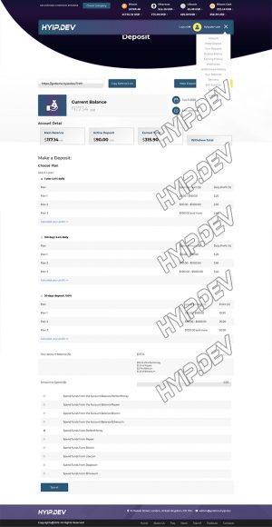 goldcoders hyip template no. 082, deposit page screenshot